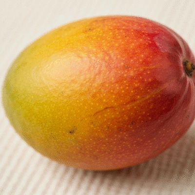 Fresh African mango fruits on a clean, light background